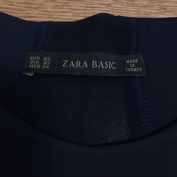 ZARA NAVY BLUE CHIFFON BLOUSE - Picture 8 of 10